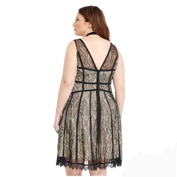 Torrid black lace strappy skater mini dress, V neck, sleeveless, size 10 - Picture 2 of 10